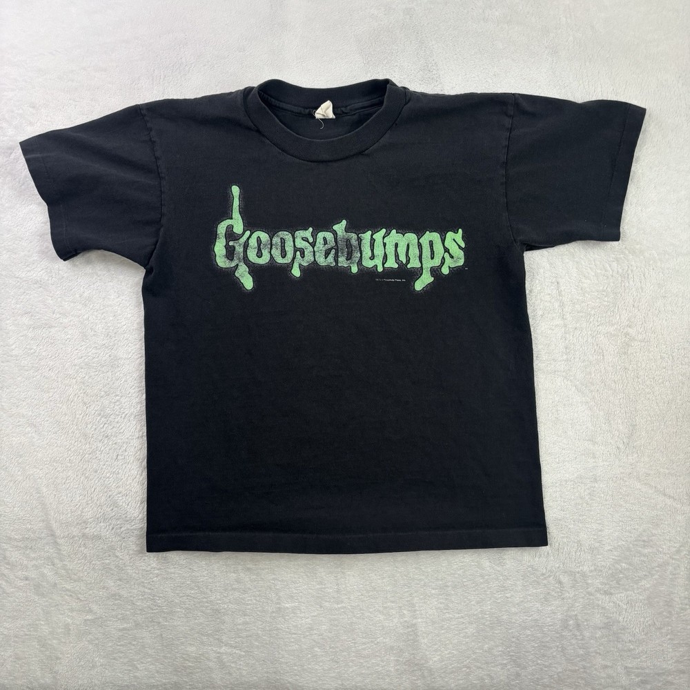 VTG 80's 90's Goosebumps Black Short Sleeve Graphic Movie Promo Shirt Youth LG