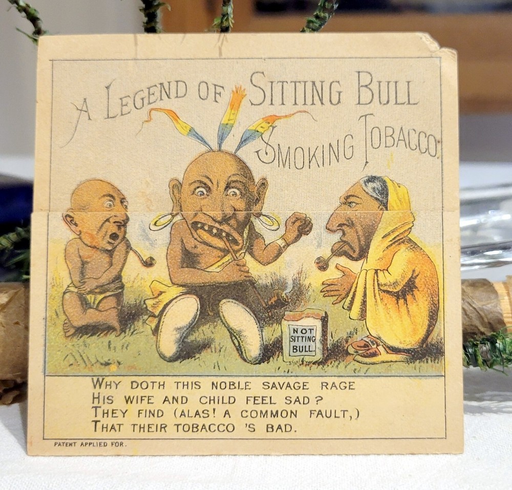 Metamorphic Trade Card- A Legend of Sitting Bull Smoking Tobacco