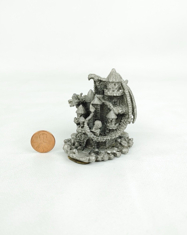Pewter Fantasy Dragon Wings Medieval Castle Tower Guardian Figurine LOTR GOT