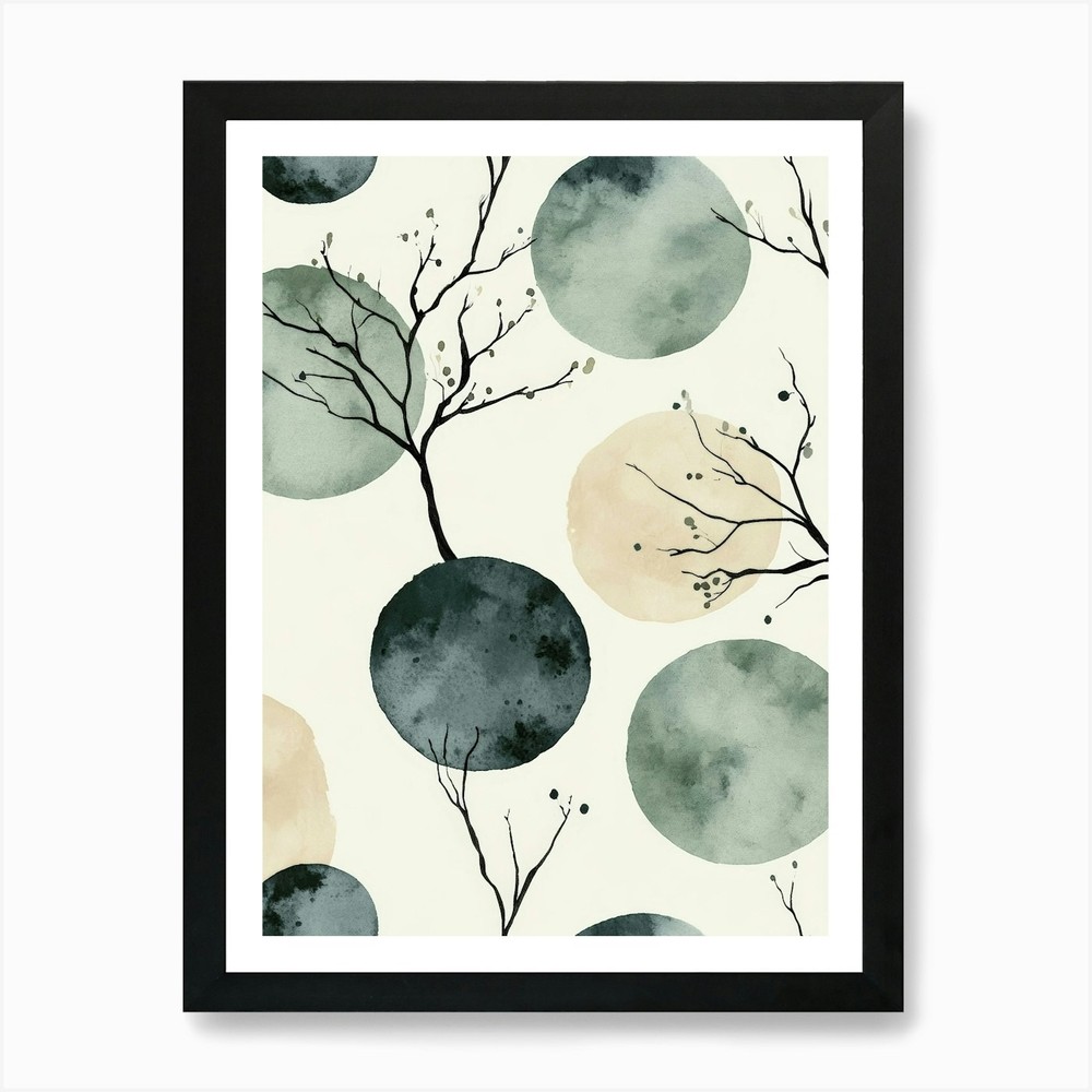 Framed Watercolor Trees Art Print Canvas Wall Decor Picture