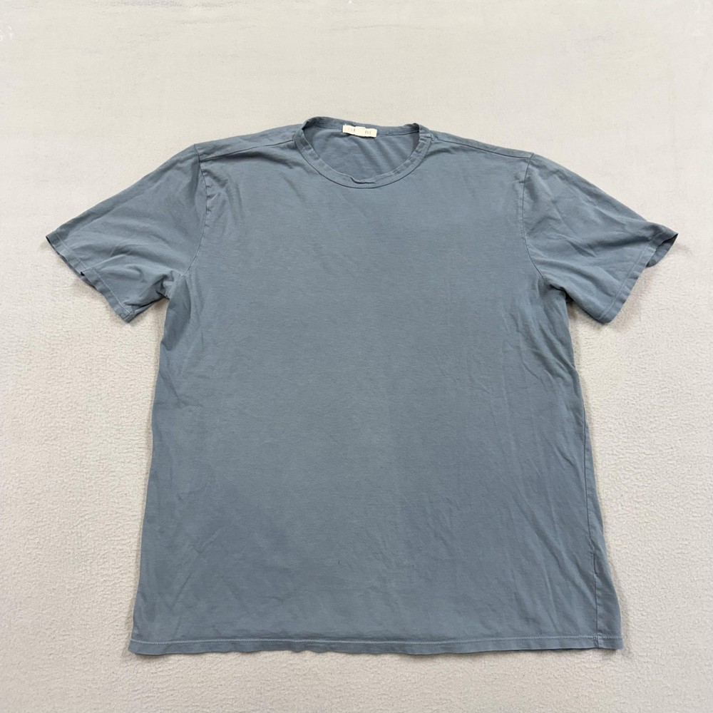 Forty Five Shirt Mens XL Blue Solid Crewneck Cotton Tee Basic Casual Made USA