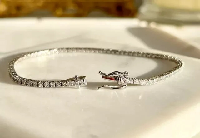 14K White Gold Plated Tennis Bracelet 3Ct Round Cut Diamond Lab Created Women's