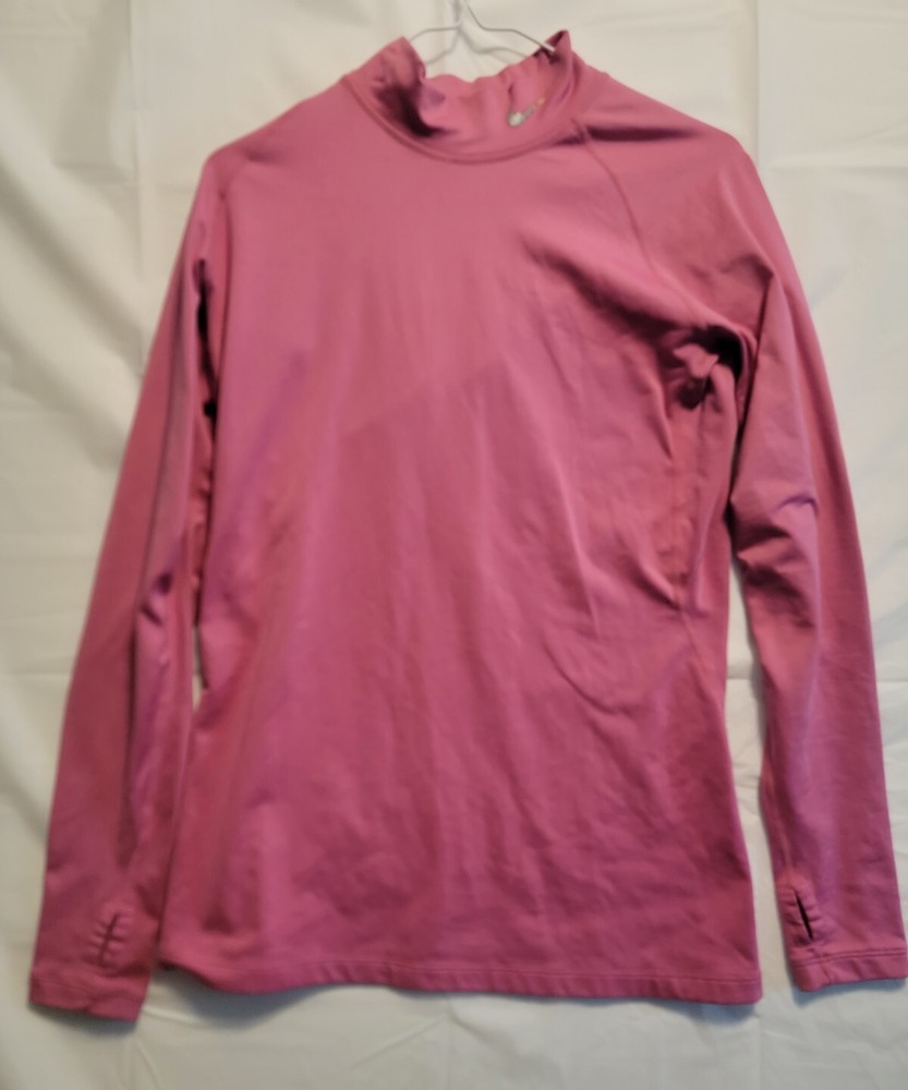 NIKE Pro Combat Women’s Sz Large Dri-Fit Fitted Compression Shirt Top Pink Gym