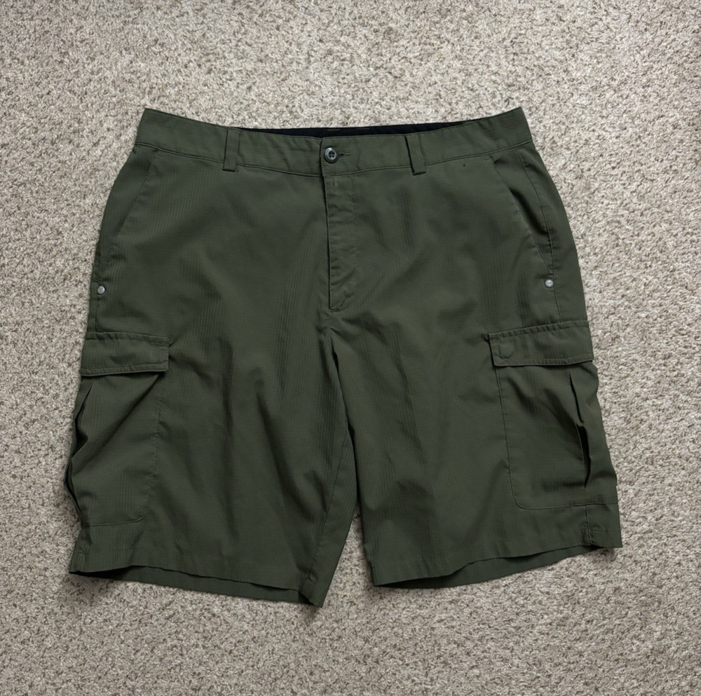 Under Armour Shorts Mens Size 36 Dark Green Ripstop Cargo Shorts 10