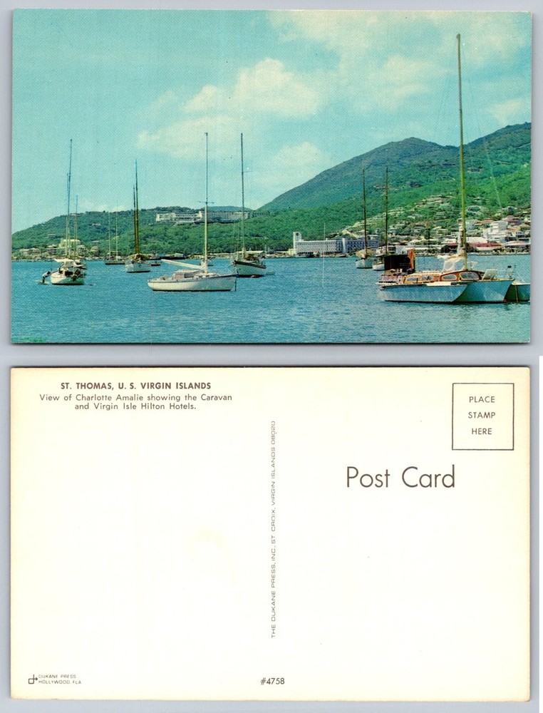 Charlotte Amalie St Thomas US Virgin Islands Harbor View Postcard Dukane