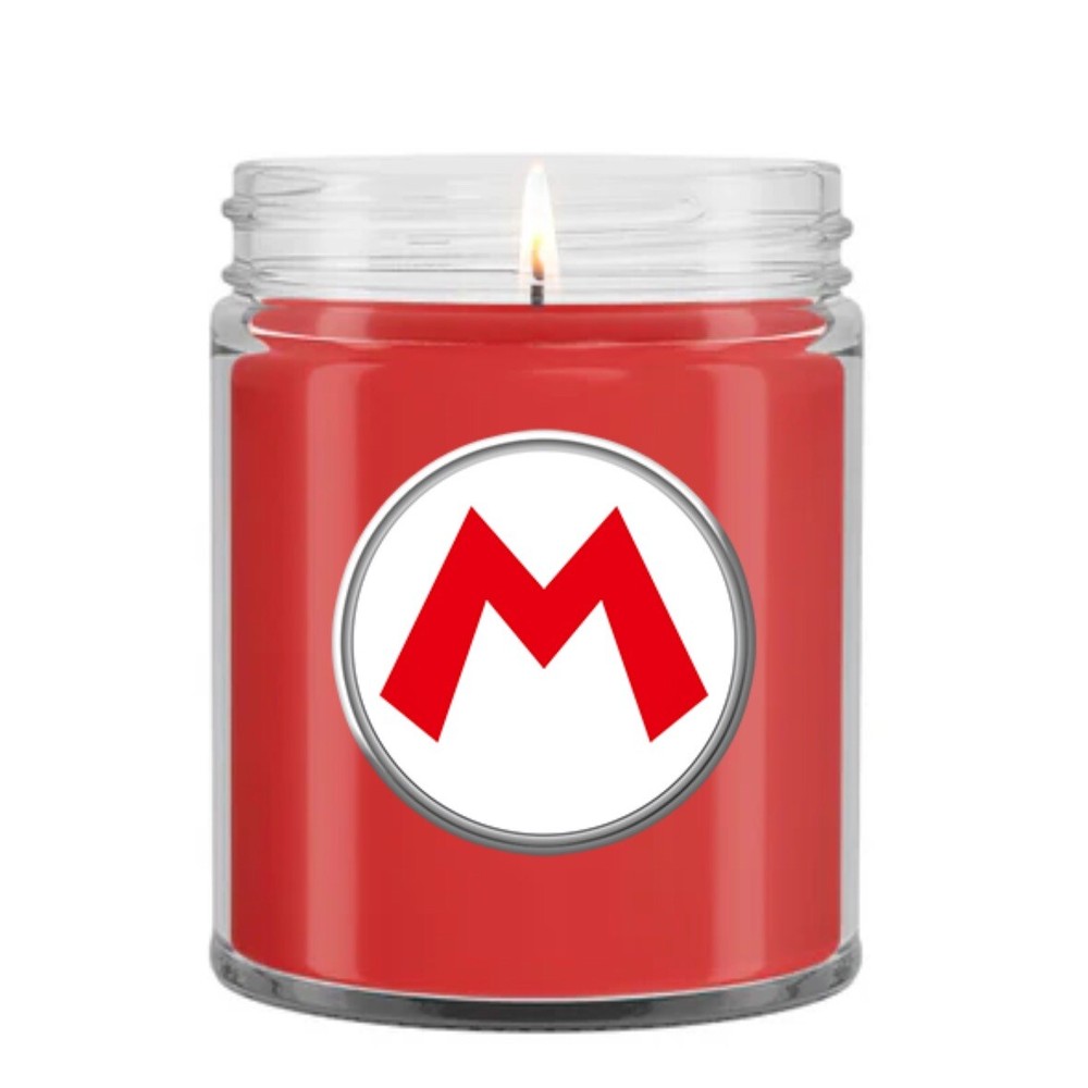 Handcrafted Super Mario Bros Themed Candle Nintendo 10oz Double Cherry Blossom Red Inspired by Nostalgic Gaming Vibes
