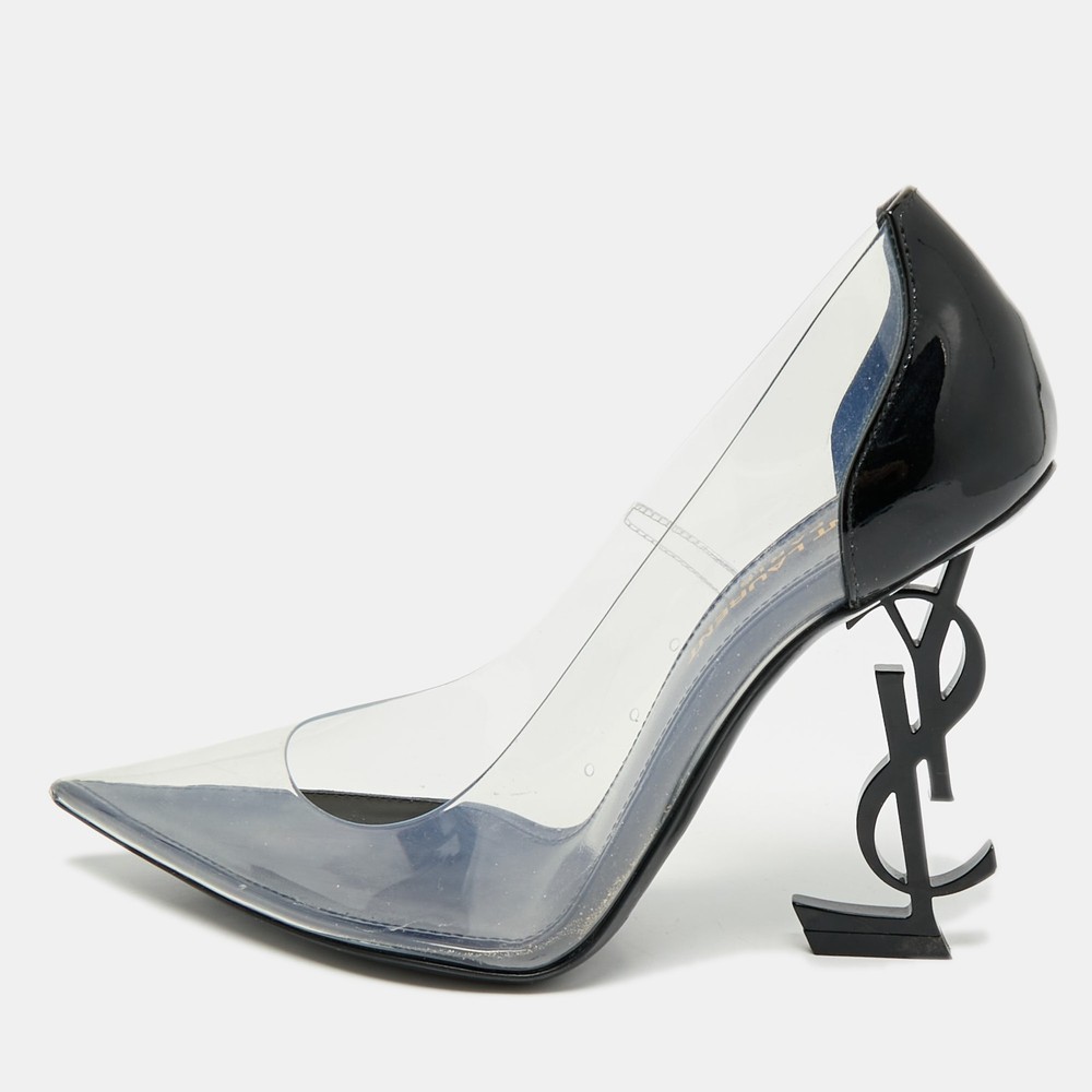 Saint Laurent Transparent/Black PVC and Patent Leather Opyum Pumps Size 36