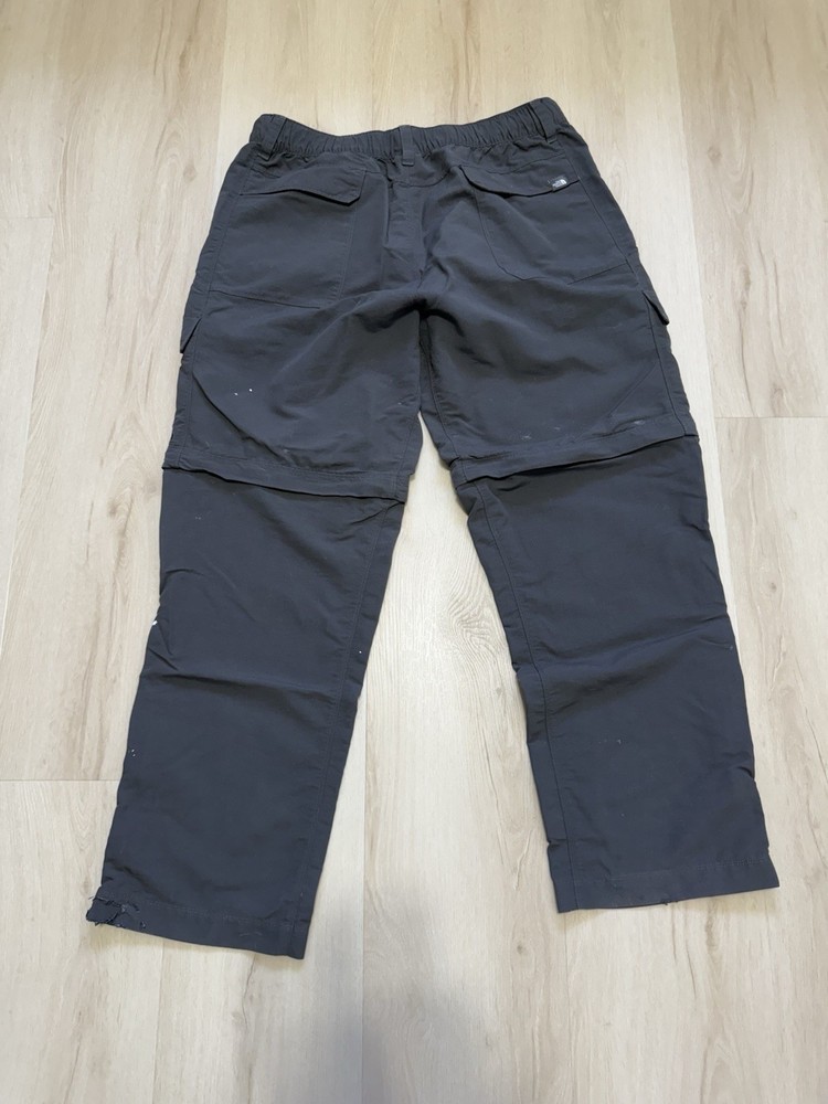 North Face Convertible Zip Off Utility Outdoor Hiking Pants Black Belted Size XL