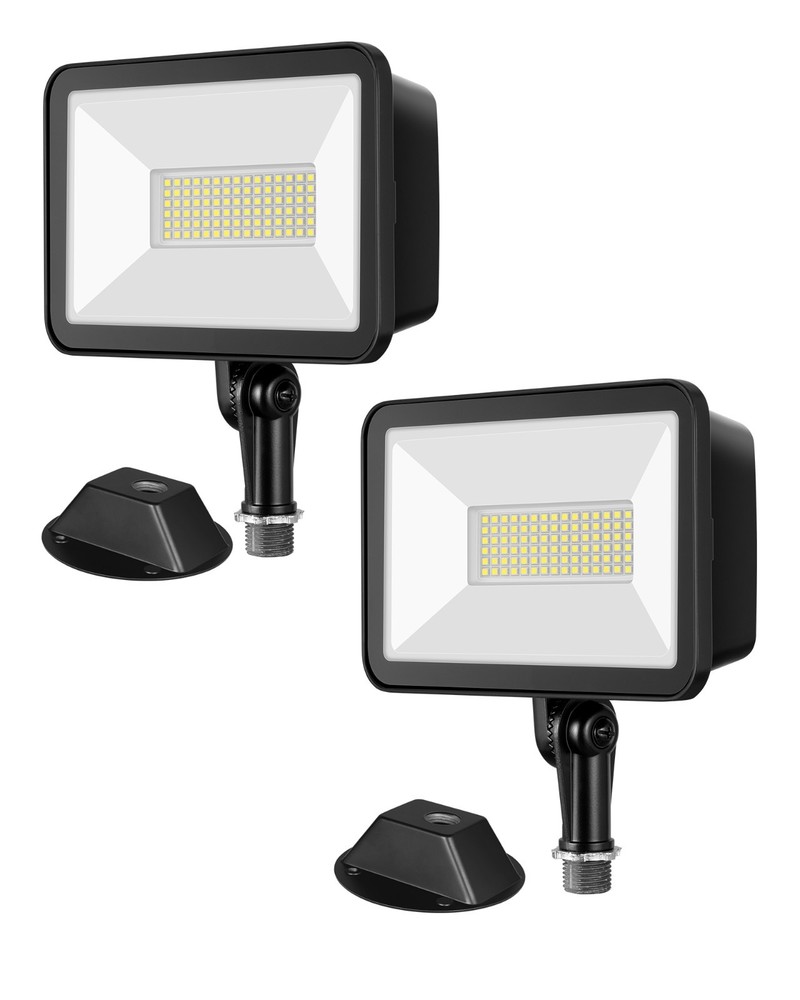 EDISHINE 10000LM LED Flood Light, 2-Pack for Backyard, Garage, Patio Security