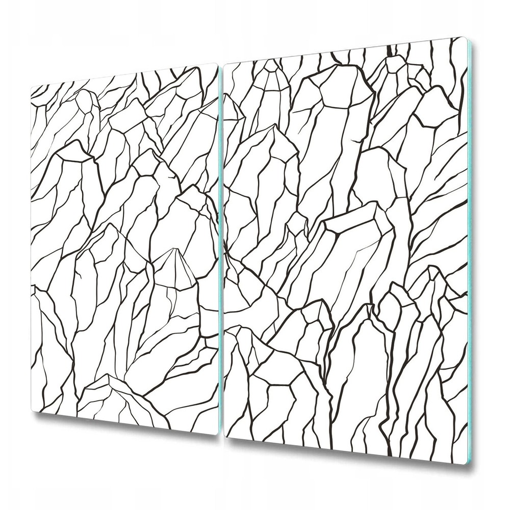 Tempered Glass Chopping Cutting Board Mount Black Sketch of Mountains 2x30x52