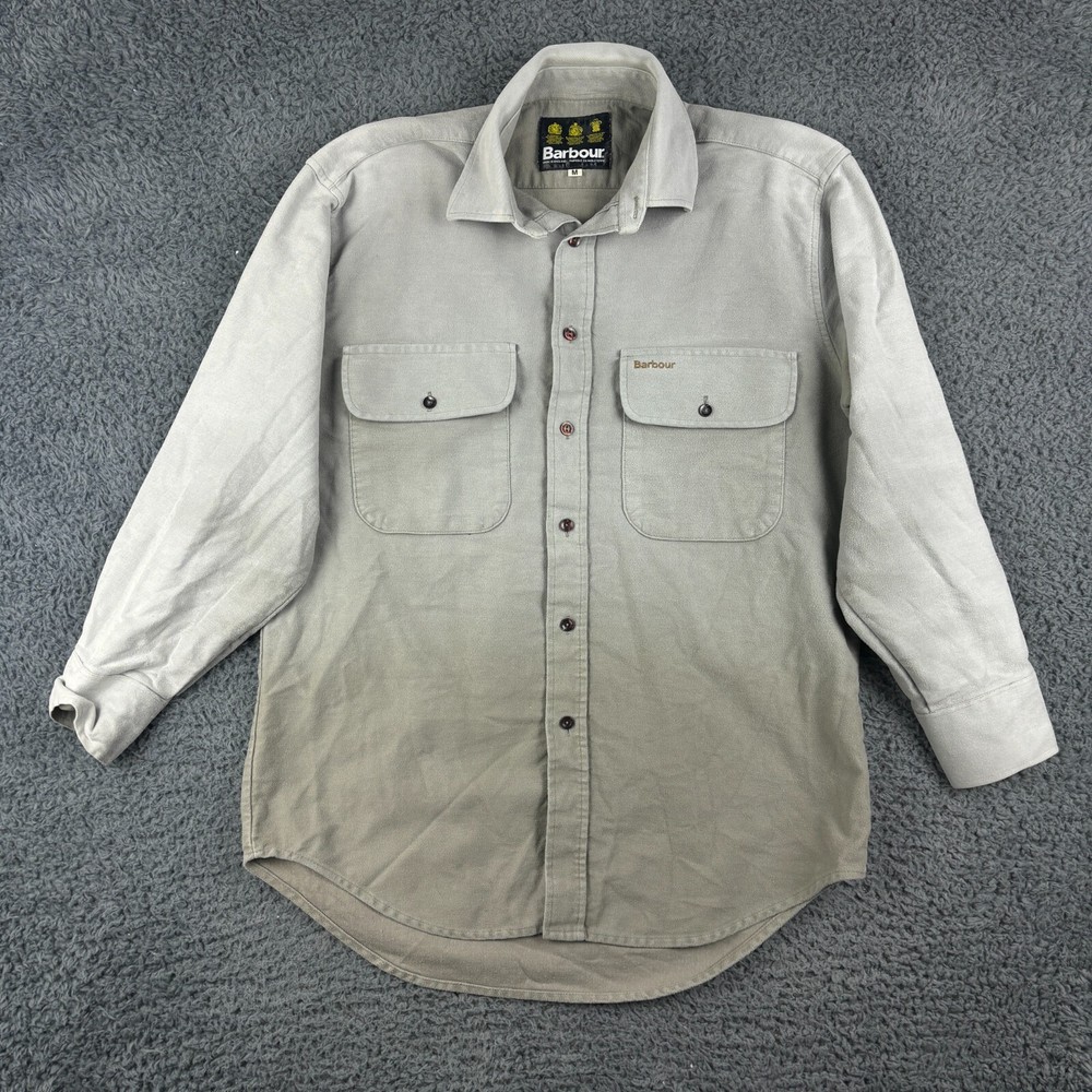 Barbour Overshirt Mens Medium Grey Ombre Moleskin Chore Heavy Hunting Shooting
