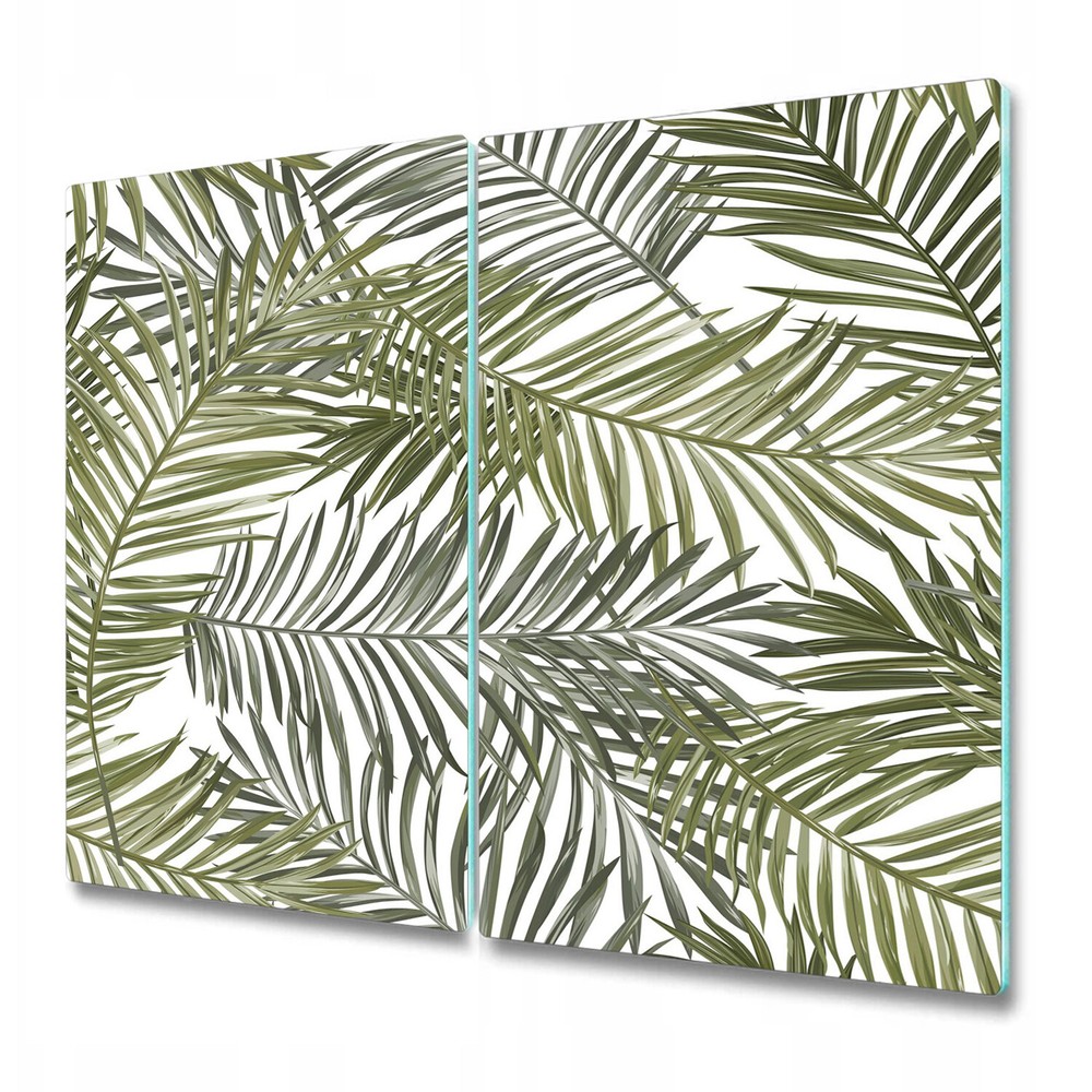 Glass Chopping Board Utensil Board Muted exotic palm leaves print 2x30x52
