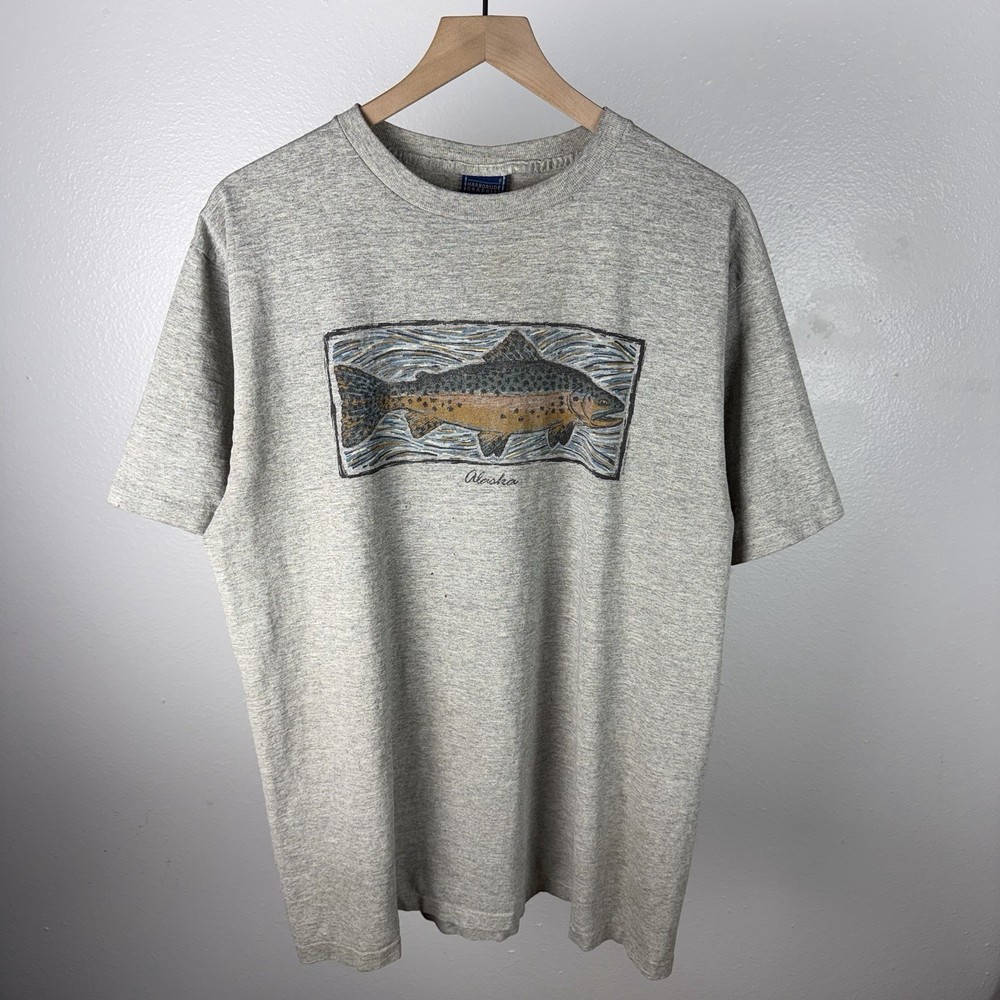 Vintage 90’s Harborside Graphics Alaska Trout Fish Single Stitch T Shirt Size XL