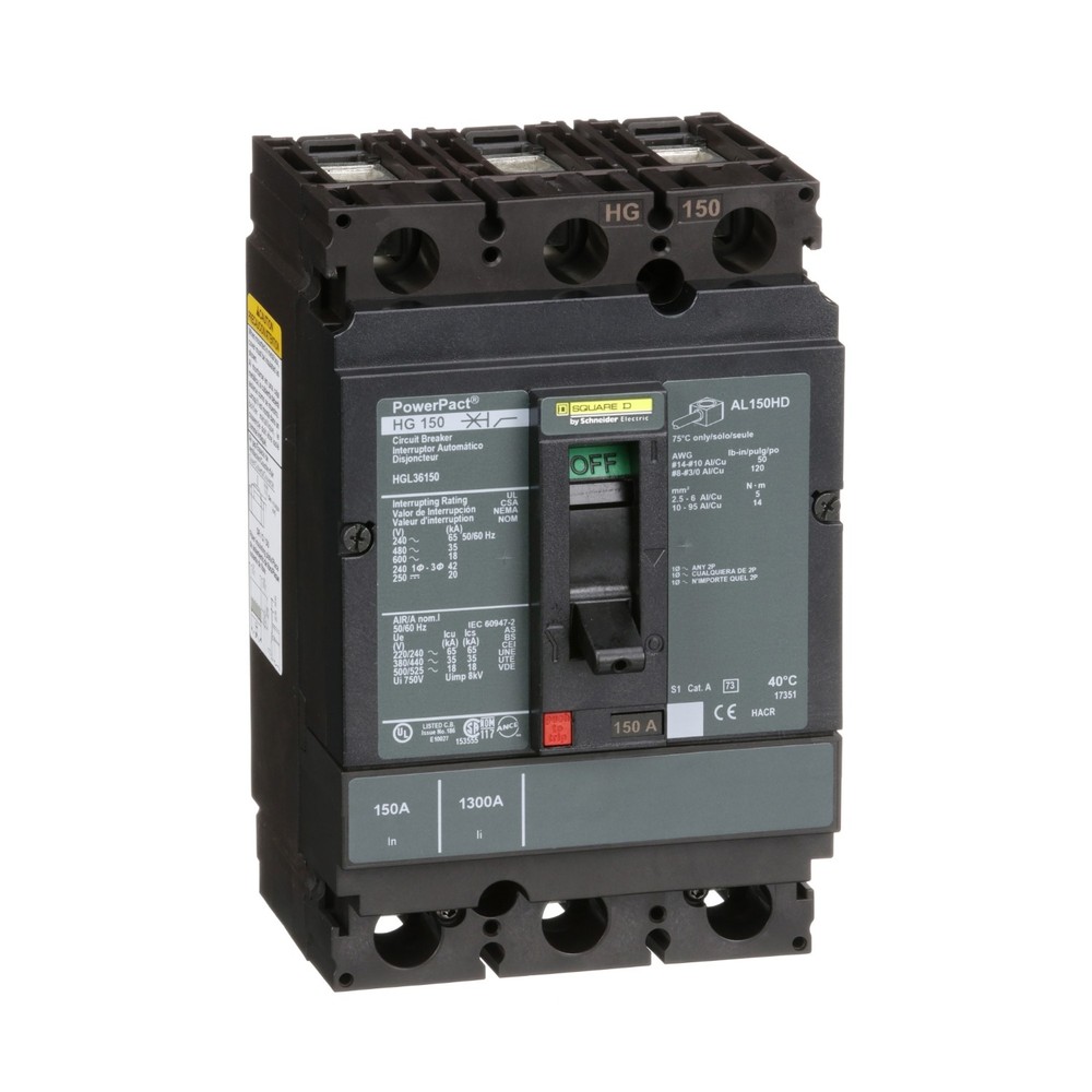 Square D HGL36150 Circuit Breaker - MCCB 150A 3P 600V 18KA