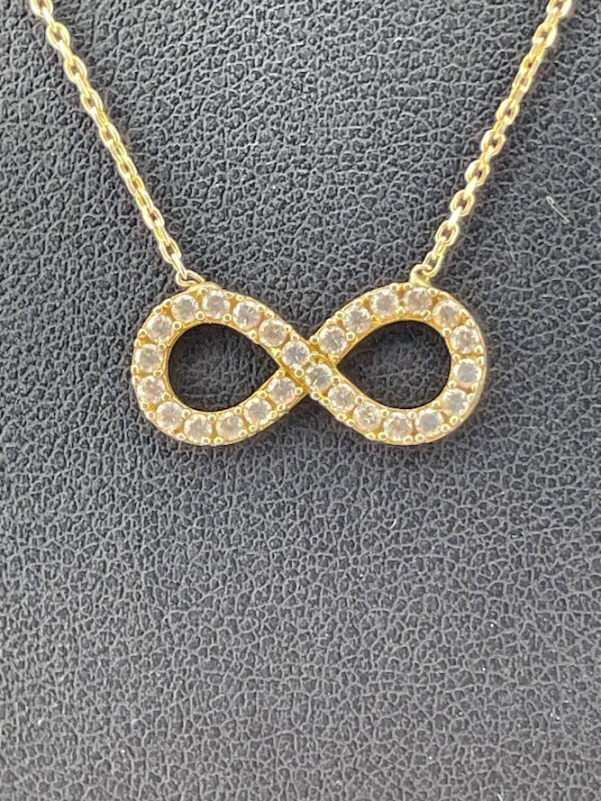 Gold Over 925 Sterling Silver Cz Infinity Necklace 16-18