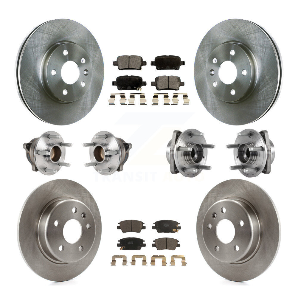 Chevrolet Cruze Volt Bolt Front Rear Hub Bearing Rotor Pad Kit 10Pc
