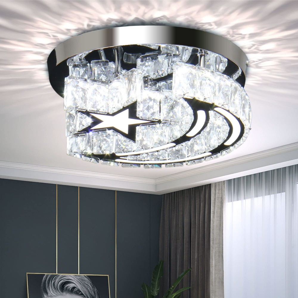Modern LED Crystal Chandelier with Star Moon Design for Ceiling Lighting