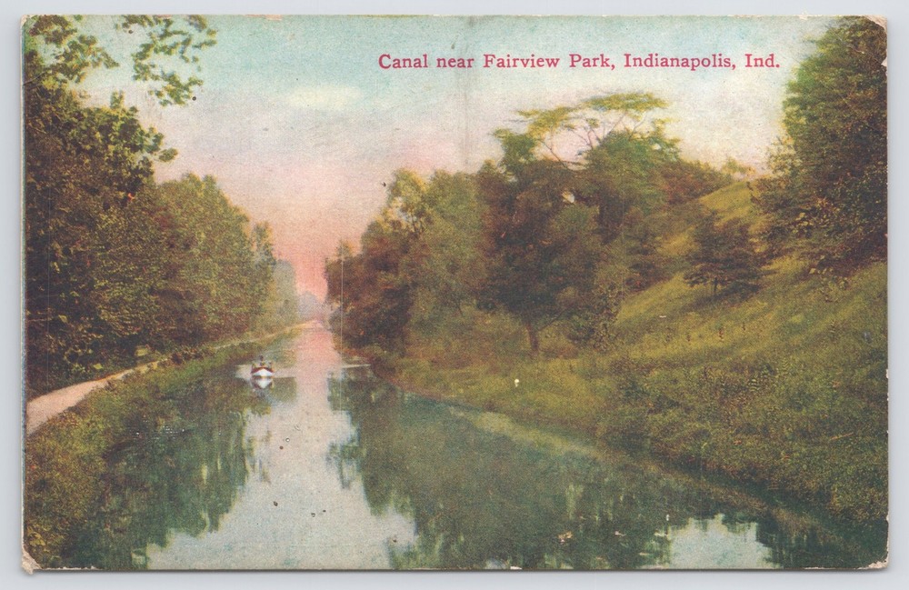 State View~Canal Near Fairview Park~Indianapolis Indiana~Majestic Pub~PM 1910 PC