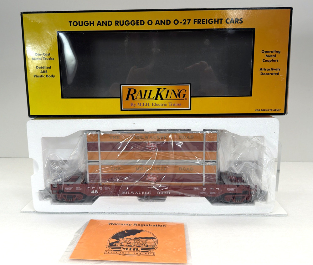 MTH RailKing 30-76236 Milwaukee Road Husky Stack Car O Gauge New MRR