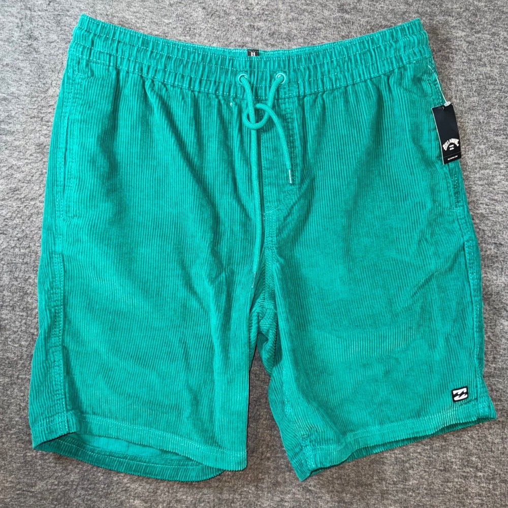 Billabong Mike EW 20 Corduroy Shorts Mens Large Green Drawstring Casual NEW