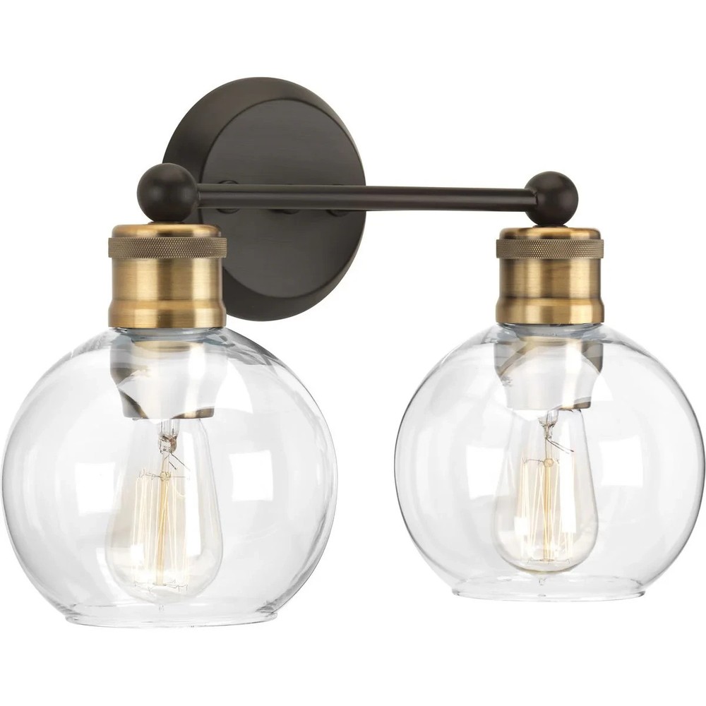 NEW Progress Lighting Antique Bronze Clear Glass Bathroom Vanity Light B127