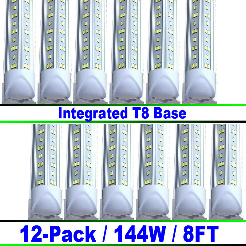 12PcS 8 Foot LED Shop Lights 144W Fixture 8Ft T8 LED Tube Light 8' Garage Light