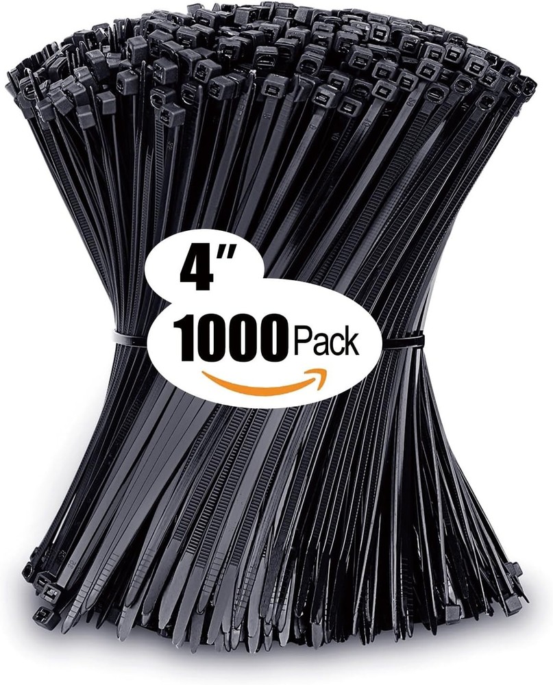 4-Inch Small Black Zip Ties 18 lb Tensile Strength 1000-Pack