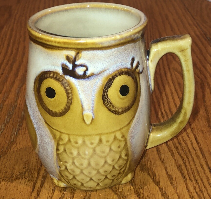 Vintage Gibson Home Ceramic Owl Mug Coffee Cup/Mug-Cream Colored