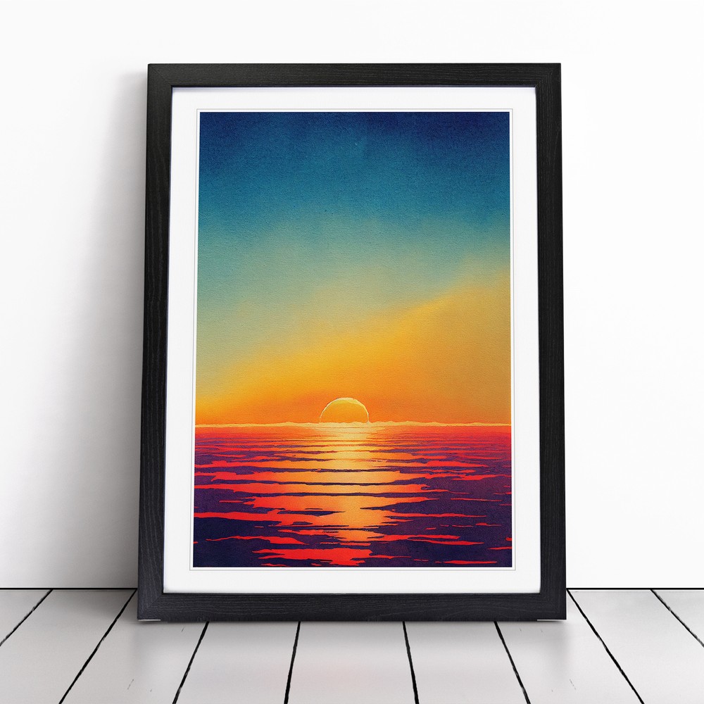 Watercolour Ocean Sunset No.6 Wall Art Print Framed Canvas Picture Poster Decor