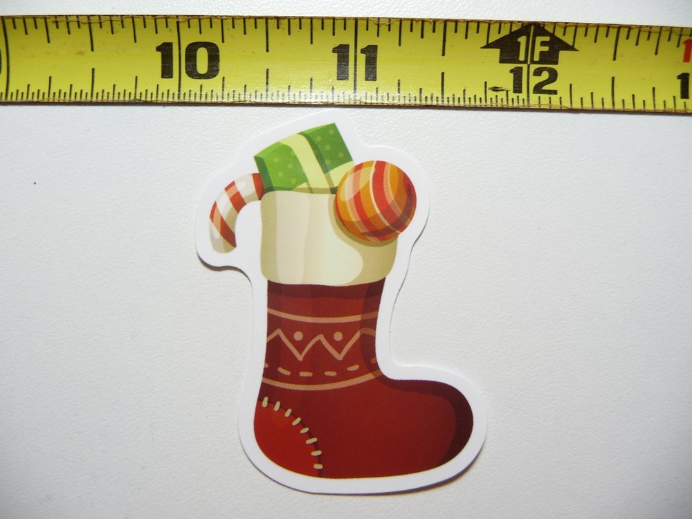 Festive Filled Stocking Christmas Sticker Decal for Winter Holidays
