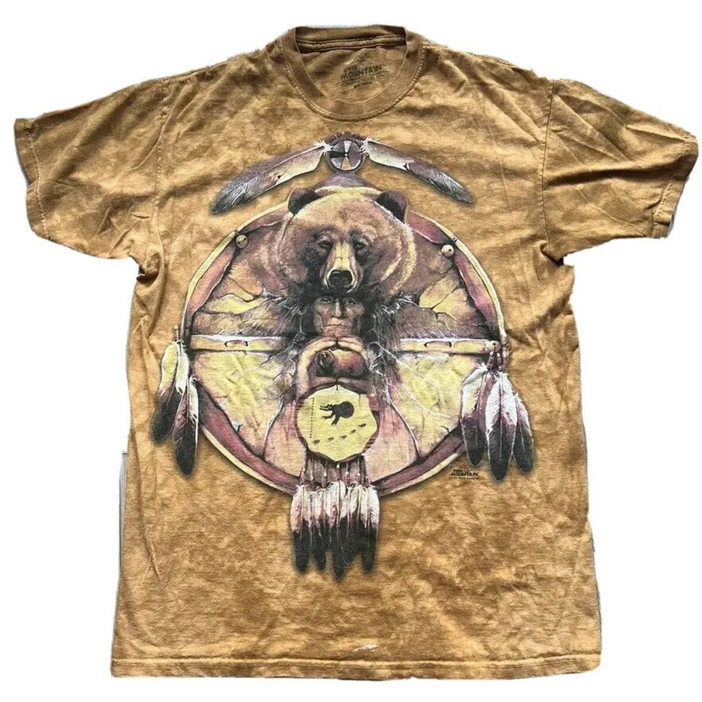 Vintage The Mountain 1999 Mens Large Native American Bear Dream-Catcher Tie-Dye