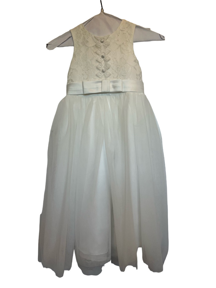 Girls 5/6 White Lace Tulle Formal Flower Girl Confirmation Party Dress