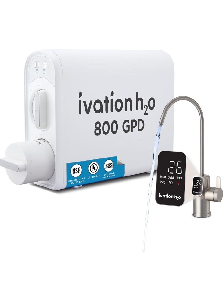 Ivation H2O 800 GPD Reverse Osmosis Under Sink Tankless Water Purifier