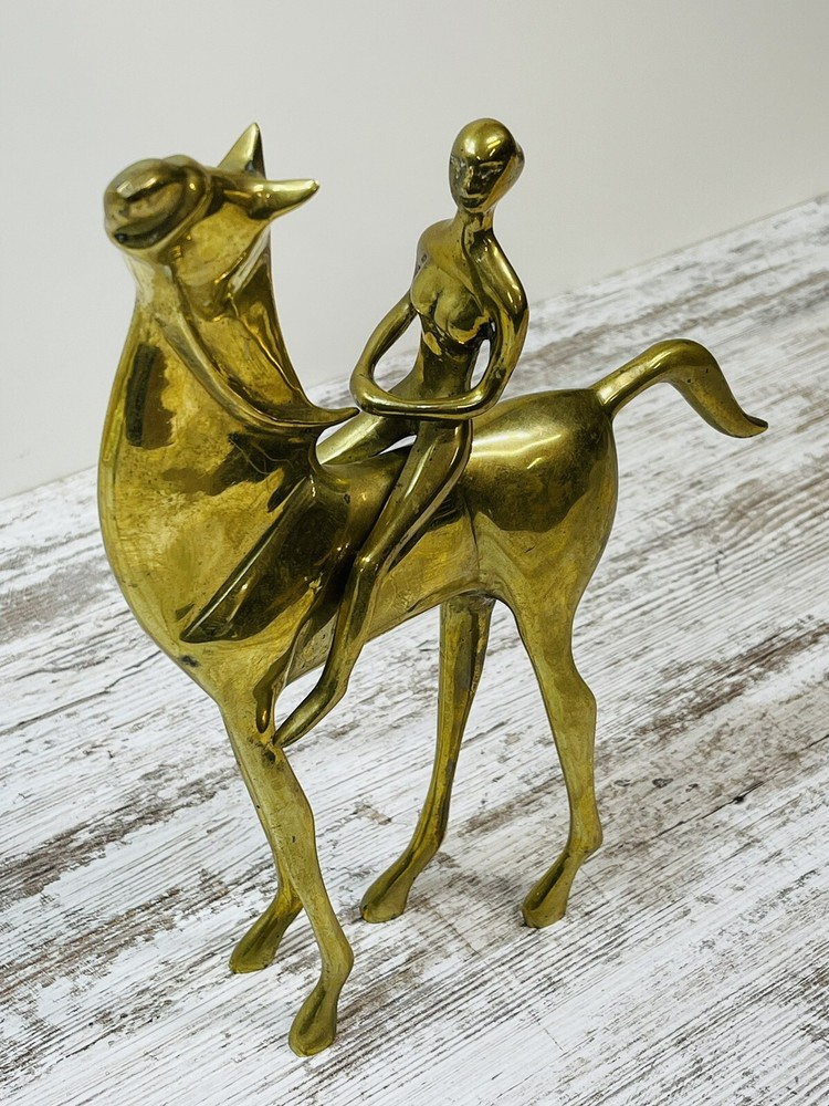 Rare HTF Vtg Brass Women Riding Horse Sculpture Statue Equestrian 12