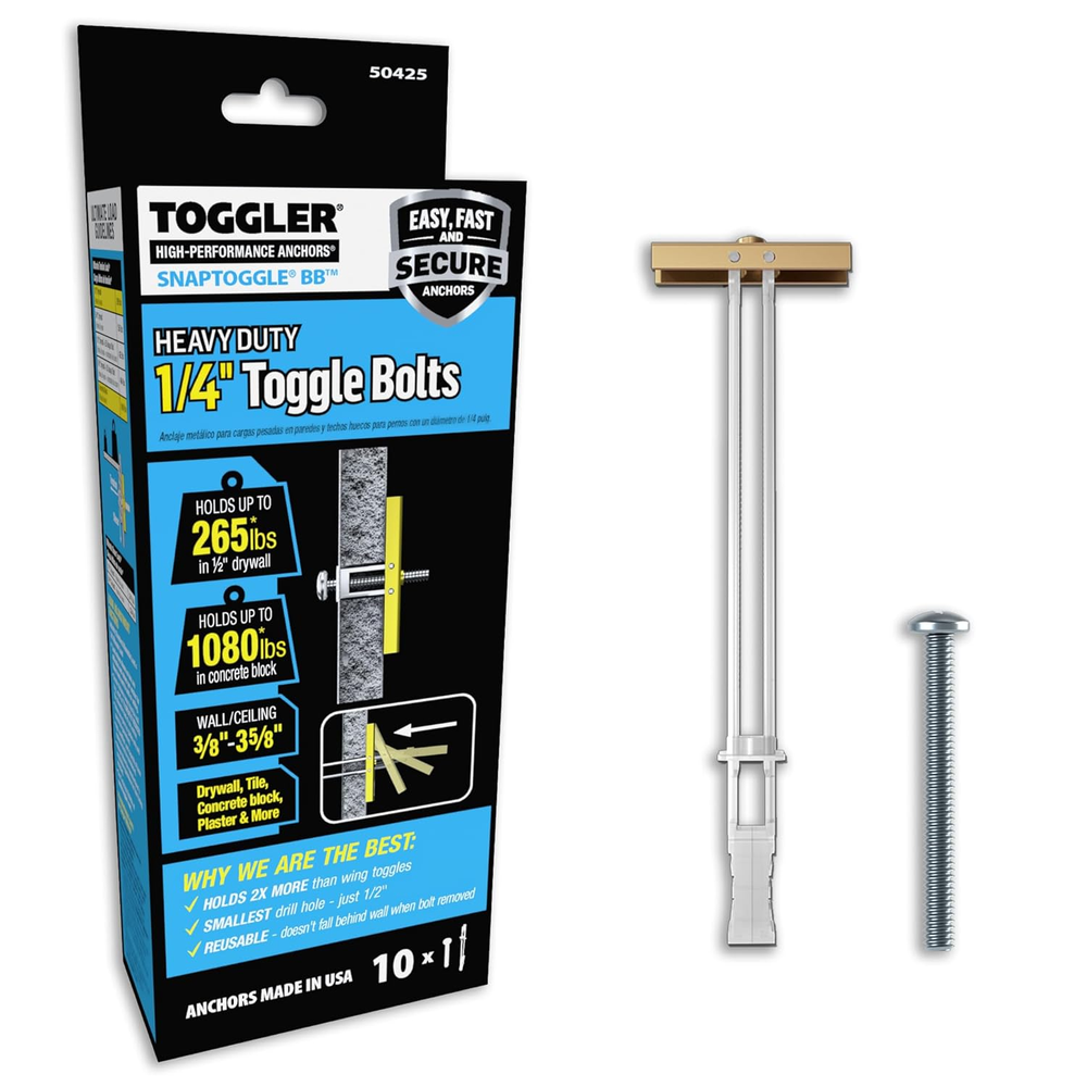 SnapToggle BB Toggle Anchor with Bolts - Zinc-Plated Steel Channel - Made in USA - 3 Pack