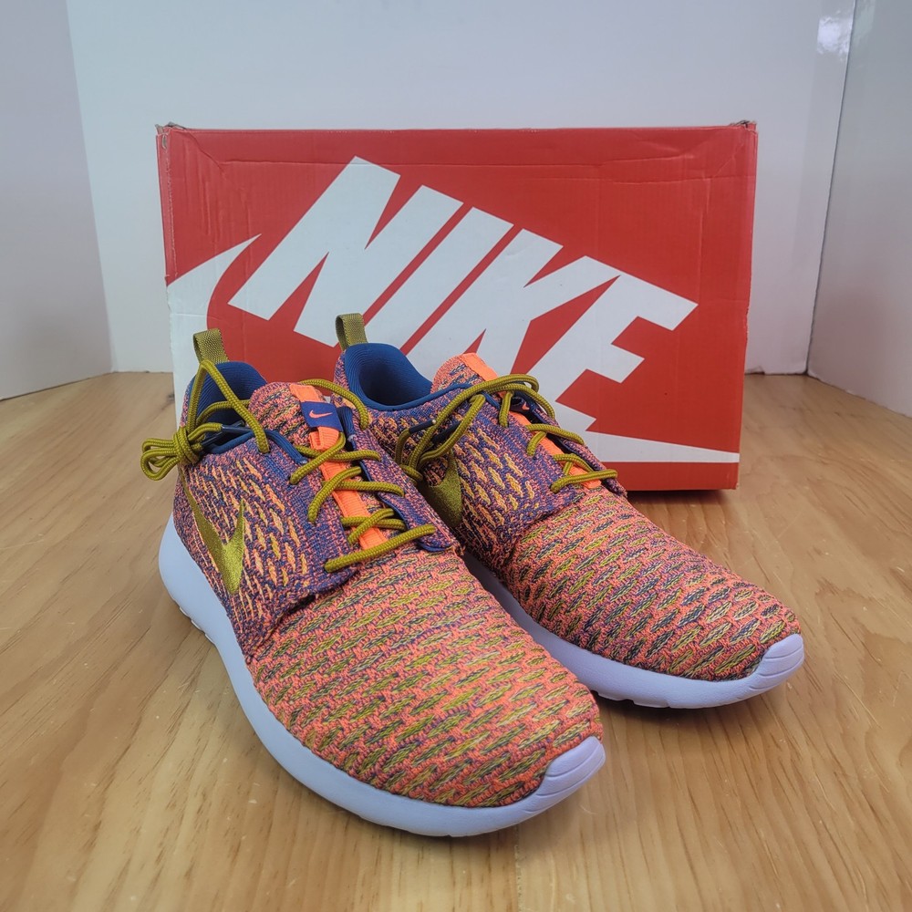 Nike Women's 8 Roshe One Flyknit Brigade Blue/Dark Citron-Glow 704927-402