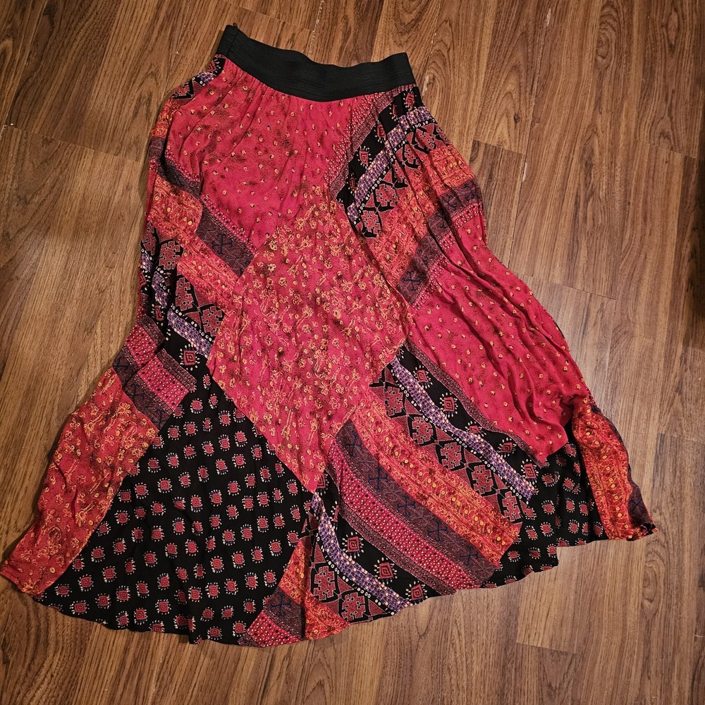 Carole Little Vintage Abstract Maxi Skirt Size 10 Gypsy Festival Y2K Boho