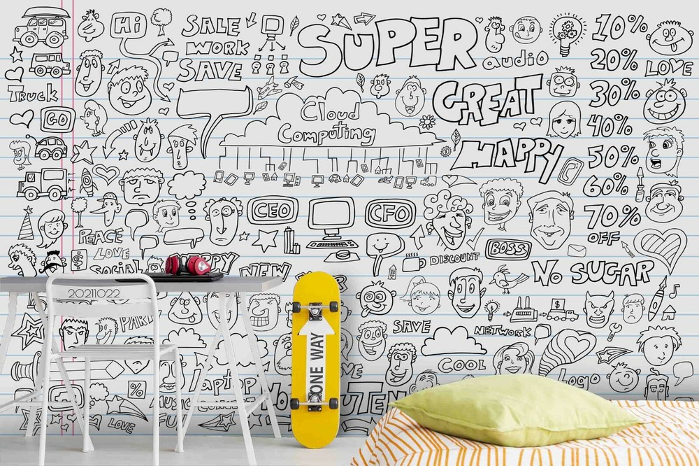 3D Abstract Creative Doodle Self-adhesive Removable Wallpaper Murals Wall 699