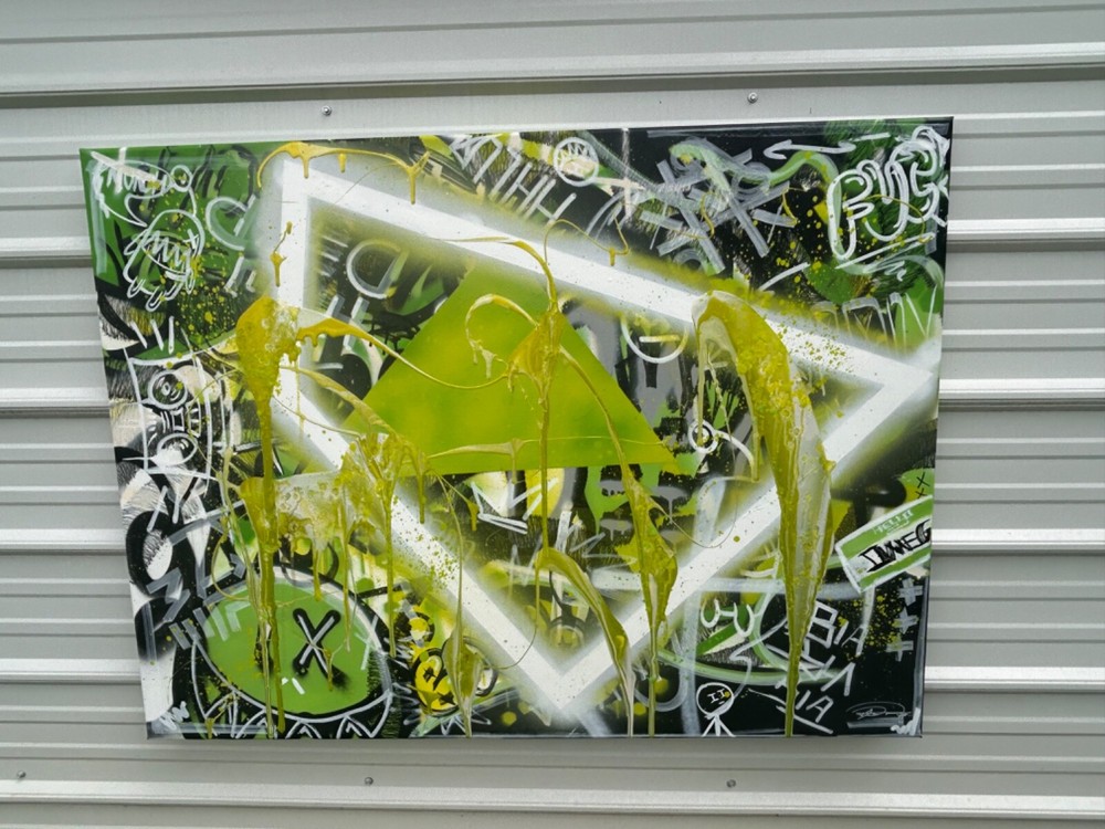 36”X48” Graffiti/Abstrac style canvas painting Acrylic,Abstract, Modern, Large-image