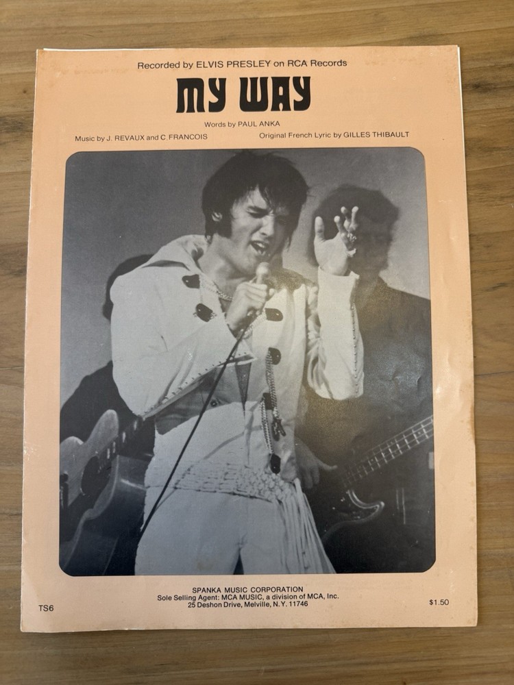 Elvis Presley Sheet Music My Way Vintage 1969 Words Paul Anka Spanka Music Corp
