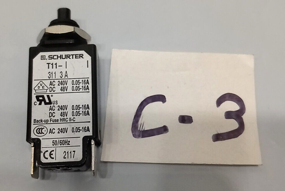SCHURTER T11-I 311 3A CIRCUIT BREAKER THERMAL Same As Pictures