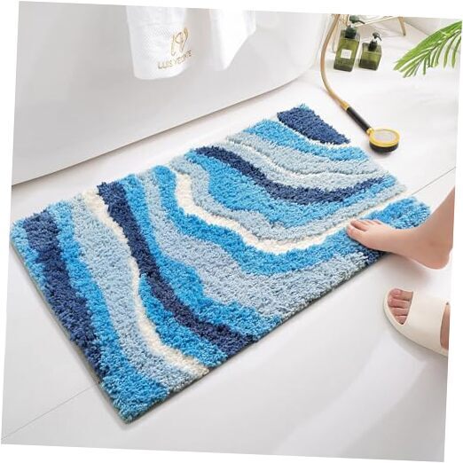 Bathroom Rugs Cute Blue Bath Mat Sea Wave Ocean Rug for 24×16 Sea Wave Blue