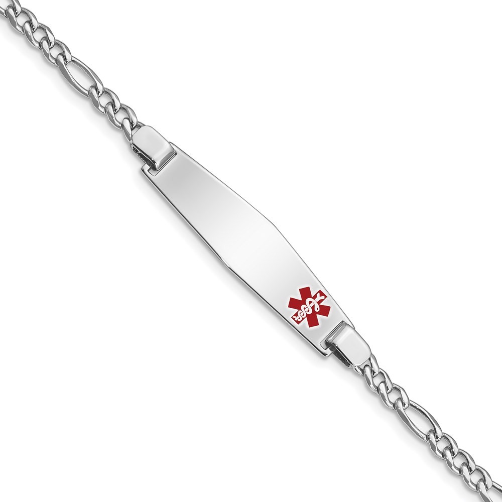 Sterling Silver Rhodium-plated Medical ID Figaro Link Chain Bracelet 8