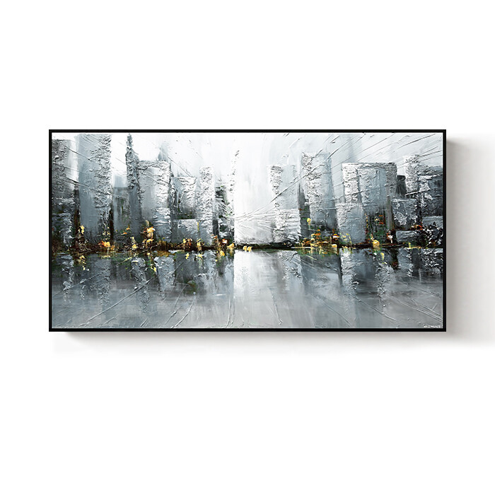 Handmade Oil Painting Abstract City View Canvas Paintings Cuadros Modern ART