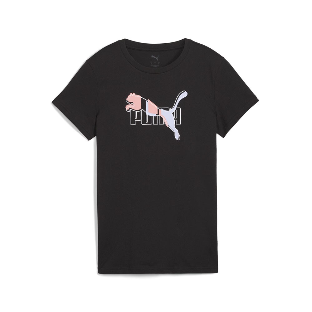 PUMA Essentials Logo Lab Crew Neck Short Sleeve T-Shirt Womens Black Casual Tops