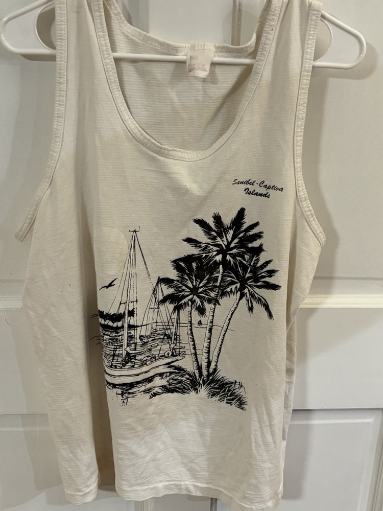 Vintage 90s Sanibel-Captiva Islands Tank Top Beach One Sportswear Large Distress