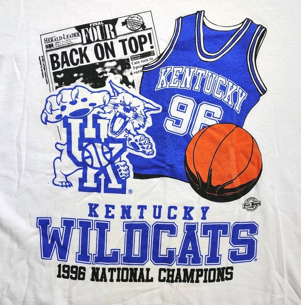 University Of Kentucky Wildcats 1996 National Champs Large Short Sleeve T-shirt