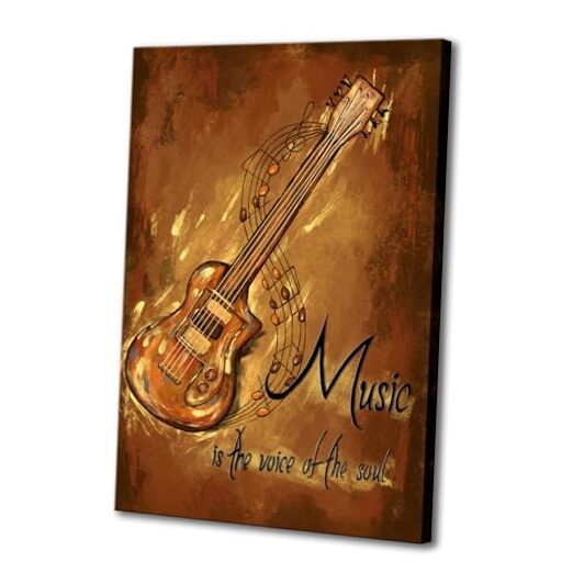 Guitar Wall Art Music Notes with Quote Canvas Posters Abstract Guitar Artwork-image