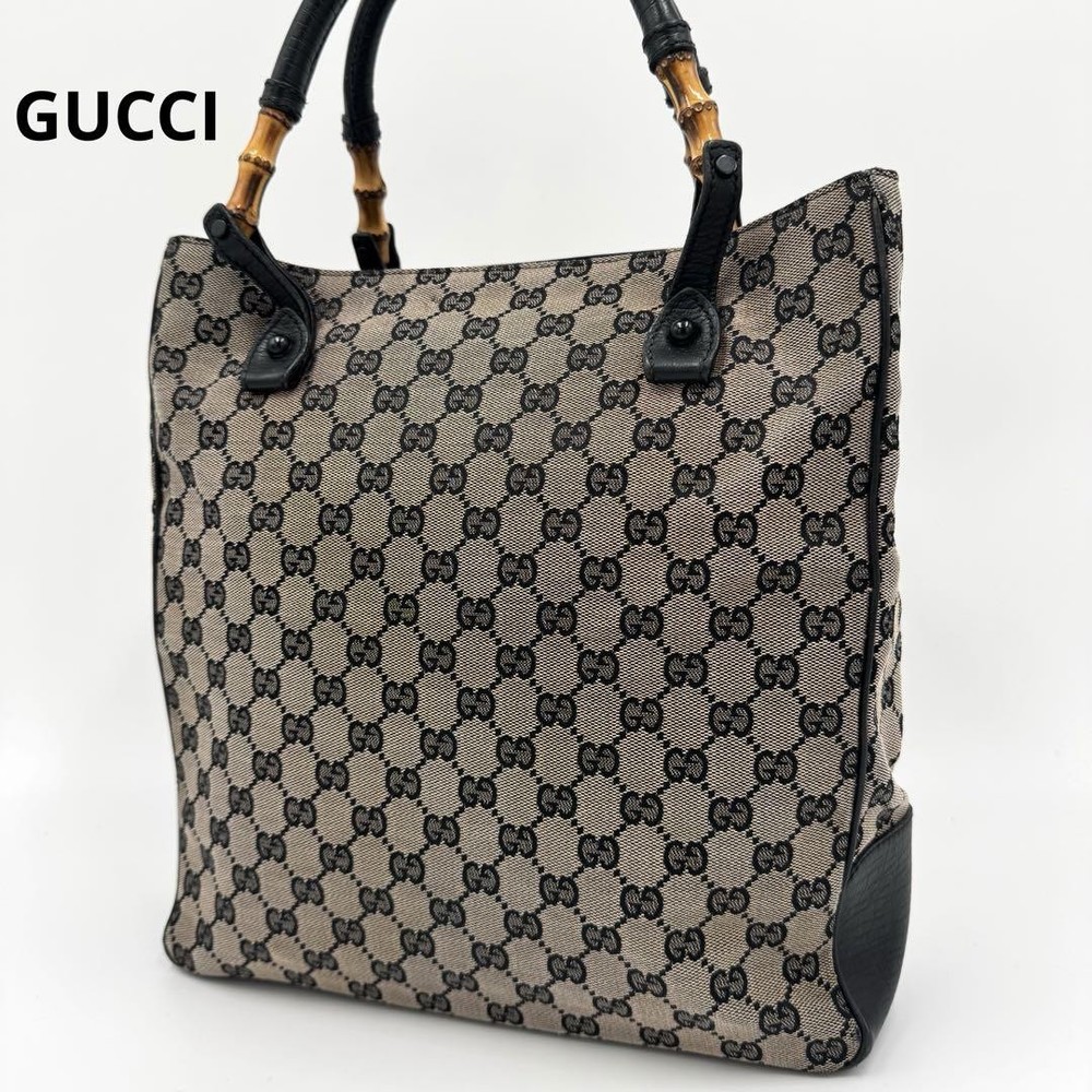 GUCCI GG Canvas Tote Bag in Black Authentic G0804477
