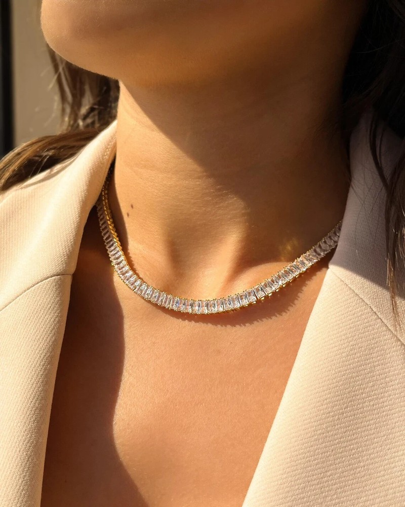 22CT Lab Created Emerald Diamond Tennis Necklace Womens 18